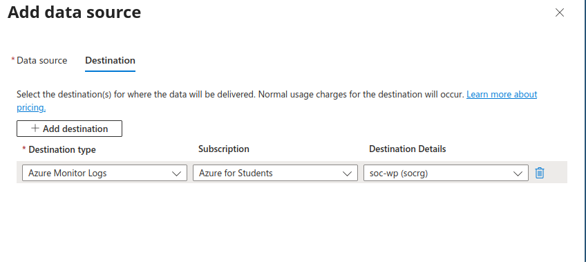 Data Collection Rule Destination Workspace