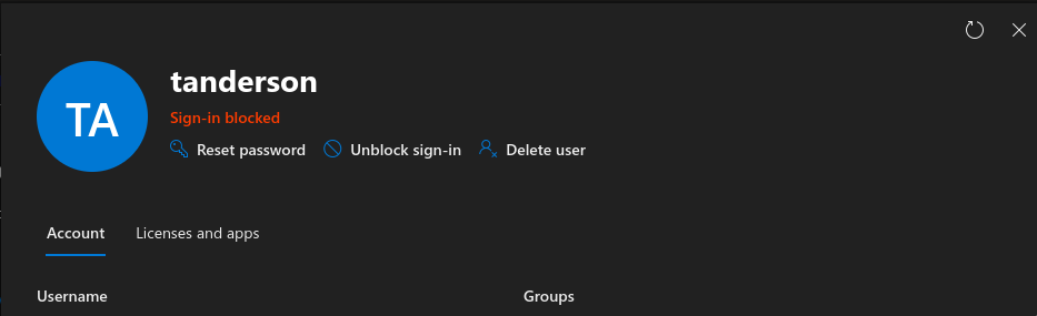 User Account Disabled Confirmation