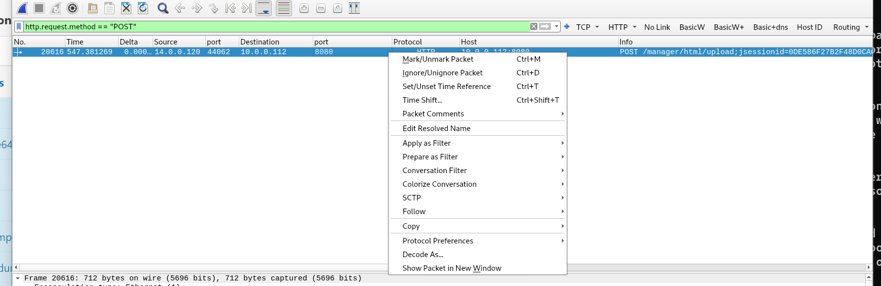 Image of wireshark results filtering for syn packets